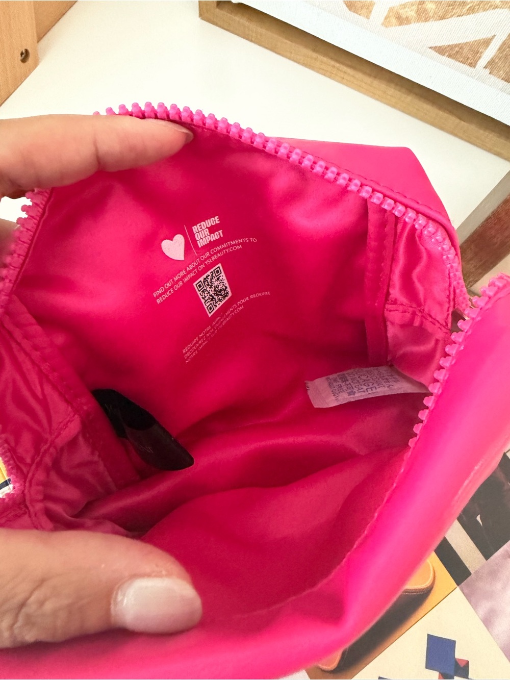 YSL Fuchsia Cosmetic Bag Heart Zipper - Picture 7 of 9